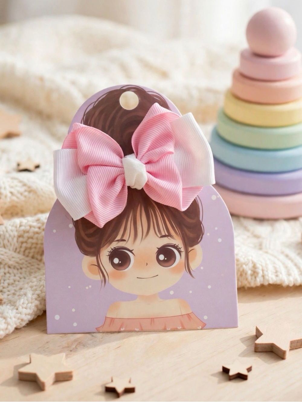 Pastel Pink Ombre Bow Hair Clip for Kids
